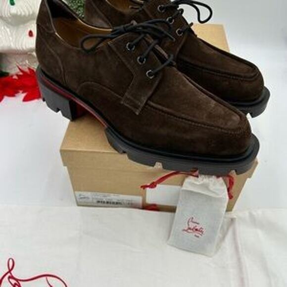 Men's Christian Louboutin, our Georges brown suede lace up shoes size 43 - Picture 11 of 12